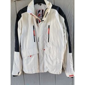 Y2k Alycium Paramount Mens Ski Jacket White Blue Stripe Winter Ski Jacket Mens S